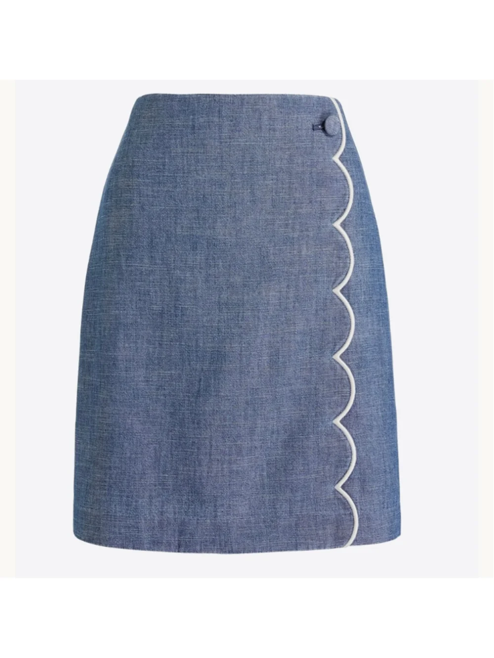 J.Crew Chambray Scalloped Trim Mini Skirt Blue Preppy Coastal Nautical